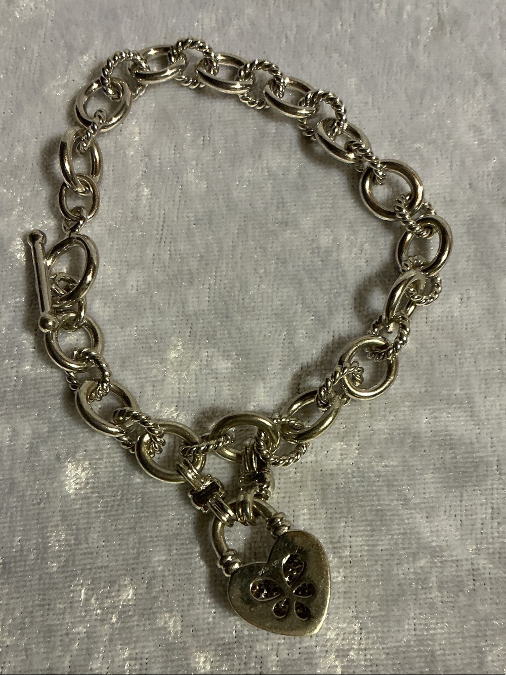 Sterling Silver Heart Padlock Bracelet